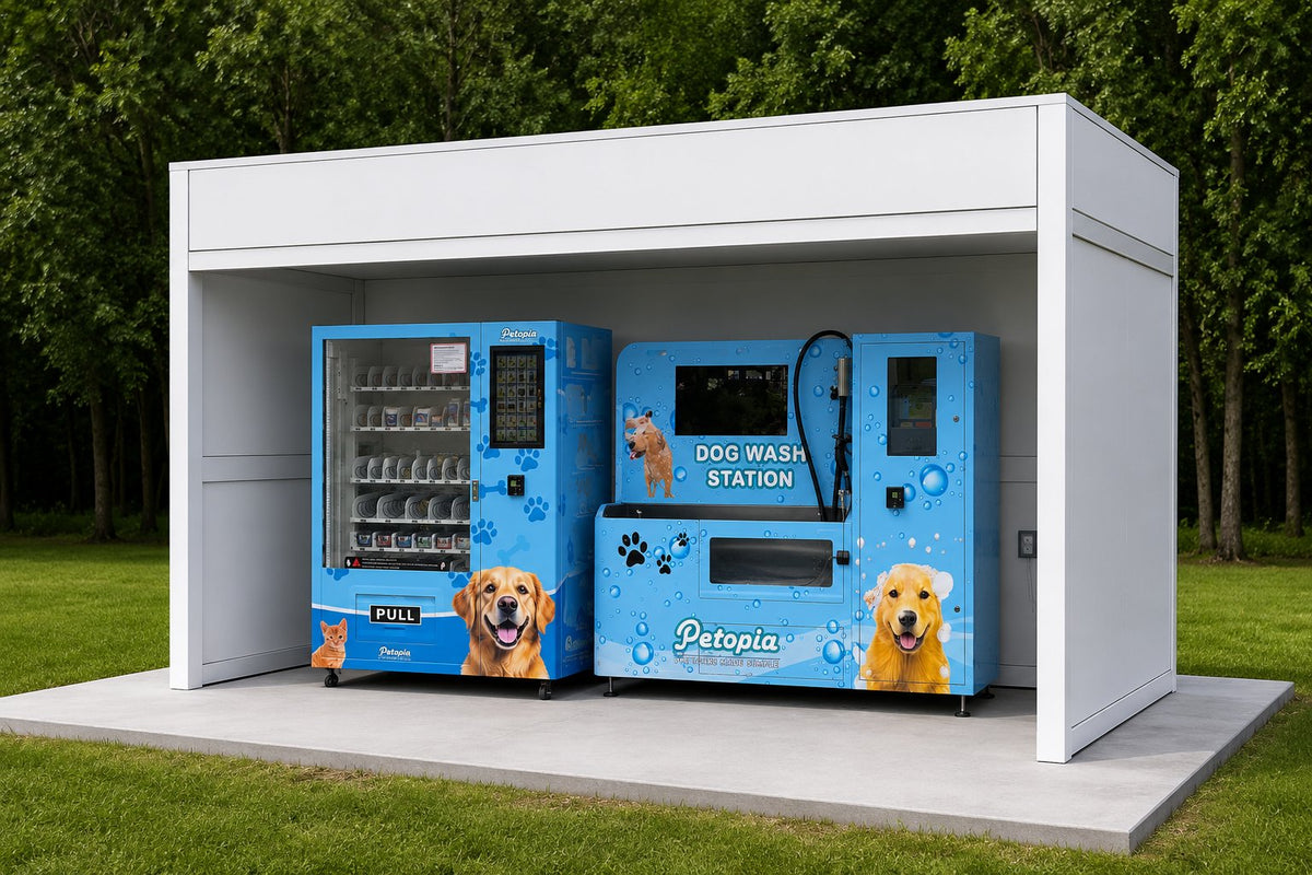 Petopia dog wash and pet supply station in a green park