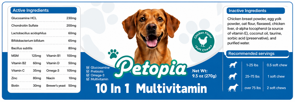 Dogs 10 In 1 Multivitamin Supplement for Immune Support