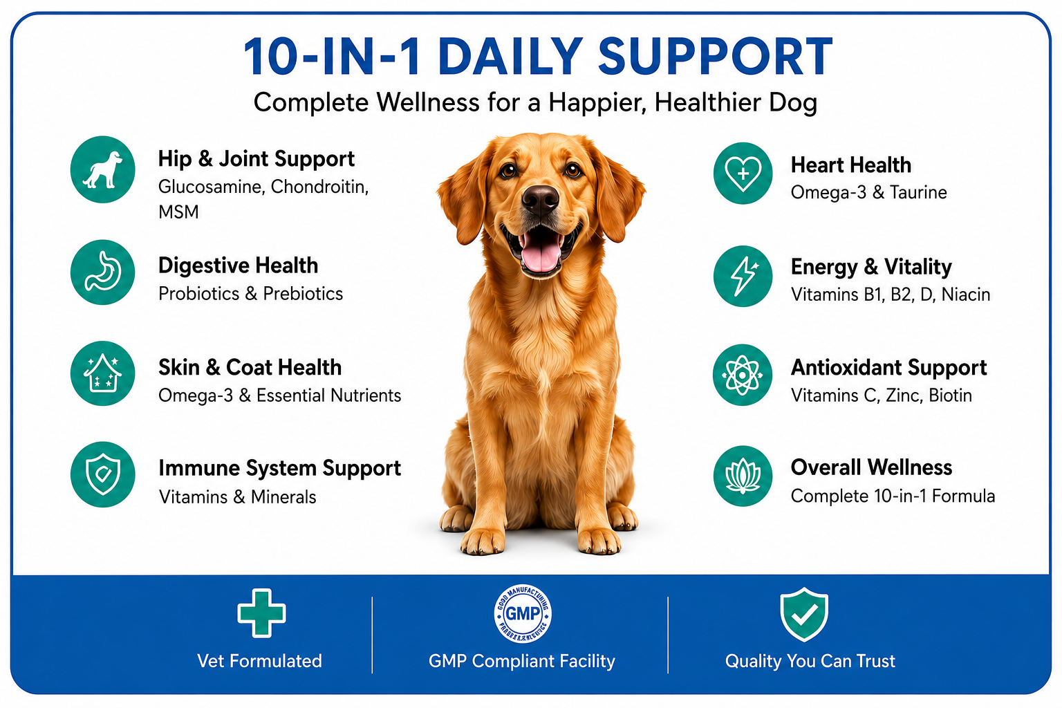 Dogs 10 In 1 Multivitamin Supplement for Immune Support