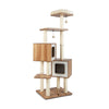 163 CM Tall Modern Wooden Cat Tree with Sisal Scratching Posts and Washable Cushions